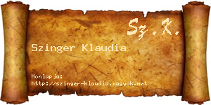 Szinger Klaudia névjegykártya
